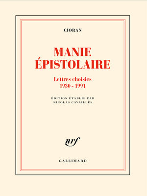 cover image of Manie épistolaire. Lettres choisies,1930-1991